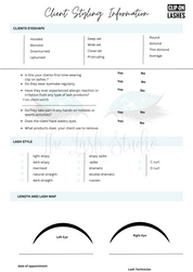 Client consultation forms | clip on lashes x25